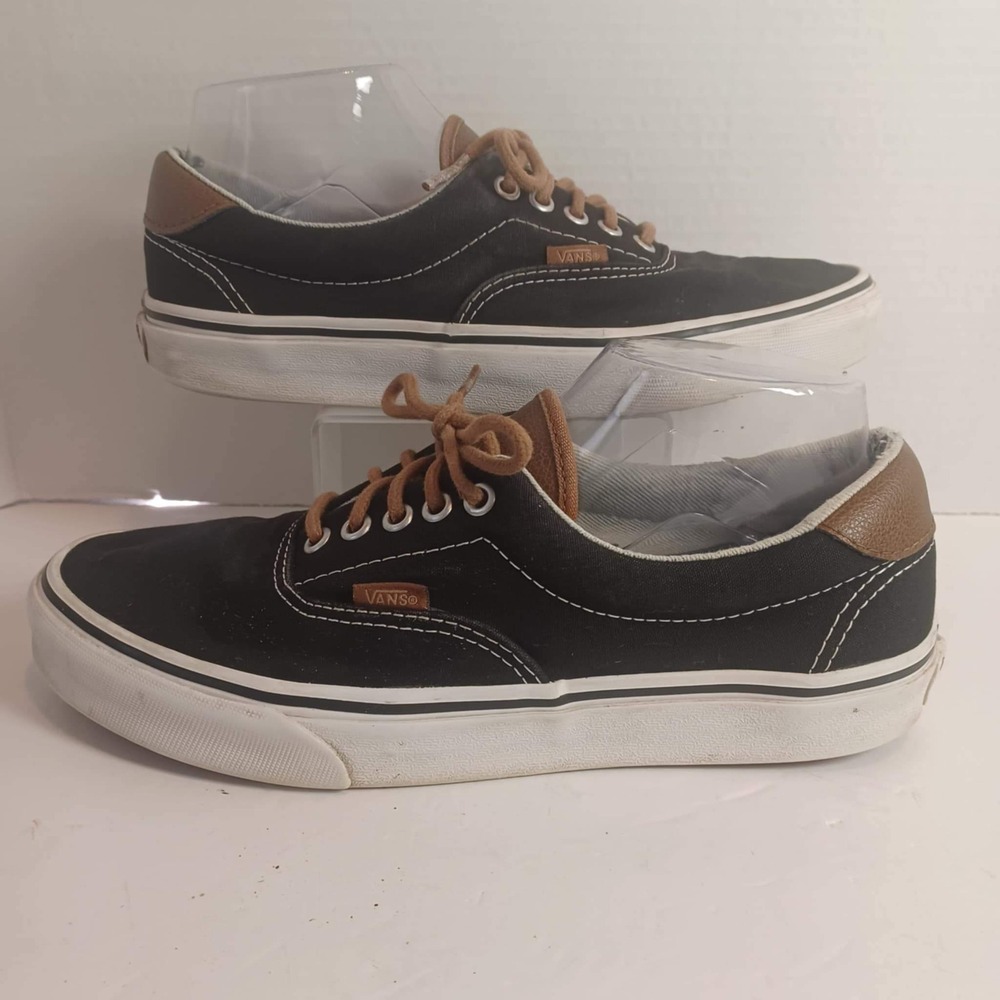 Vans Era Black Low Top Sneakers Leather‎ Heel Casual Shoes Women's 9.5 Men's  8